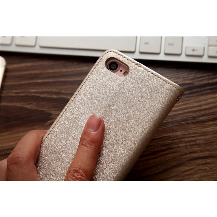 CMAI2 for iPhone 8 / 7 4.7 inch Silk Texture Series Leather Card Holder Phone Case - Gold-10