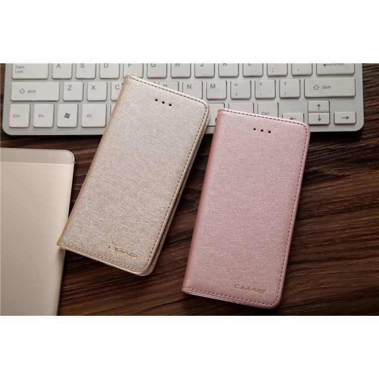 CMAI2 for iPhone 8 / 7 4.7 inch Silk Texture Series Leather Card Holder Phone Case - Gold-12