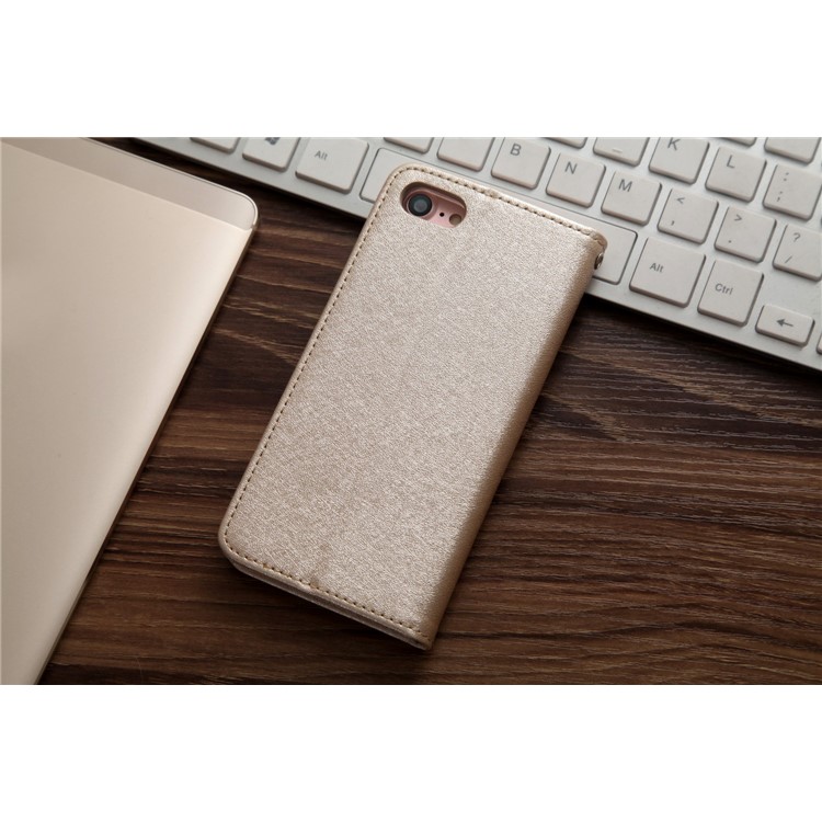 CMAI2 for iPhone 8 / 7 4.7 inch Silk Texture Series Leather Card Holder Phone Case - Gold-2