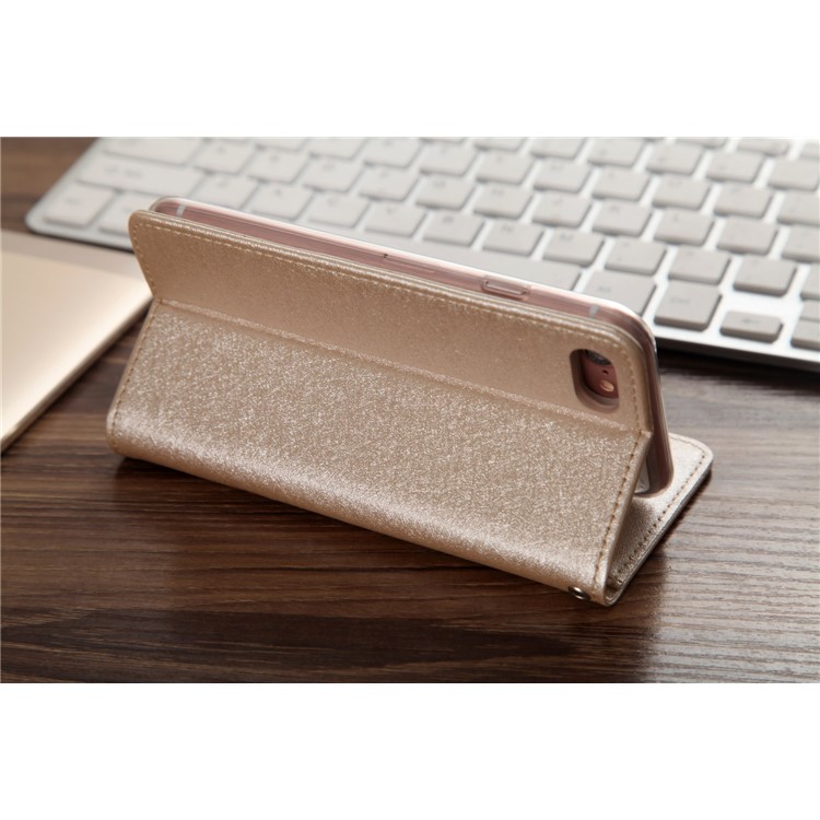 CMAI2 for iPhone 8 / 7 4.7 inch Silk Texture Series Leather Card Holder Phone Case - Gold-4