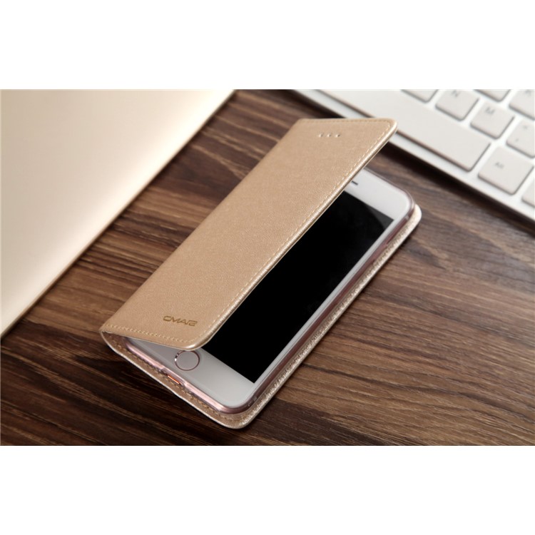 CMAI2 for iPhone 8 / 7 4.7 inch Silk Texture Series Leather Card Holder Phone Case - Gold-5