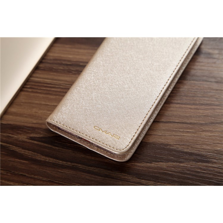 CMAI2 for iPhone 8 / 7 4.7 inch Silk Texture Series Leather Card Holder Phone Case - Gold-6