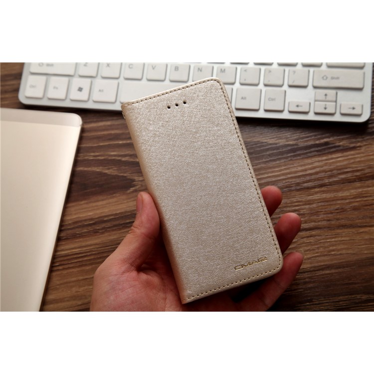 CMAI2 for iPhone 8 / 7 4.7 inch Silk Texture Series Leather Card Holder Phone Case - Gold-9