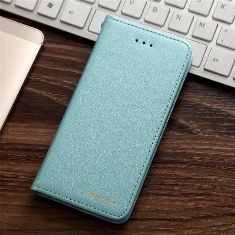 CMAI2 Silk Texture Serie Leder Kartenhalter Telefon Abdeckung für iPhone 8 / 7 4.7 inch - Cyan-1
