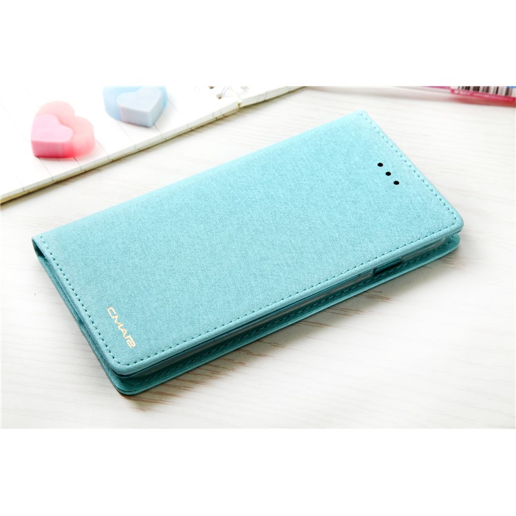 CMAI2 Silk Texture Serie Leder Kartenhalter Telefon Abdeckung für iPhone 8 / 7 4.7 inch - Cyan-11