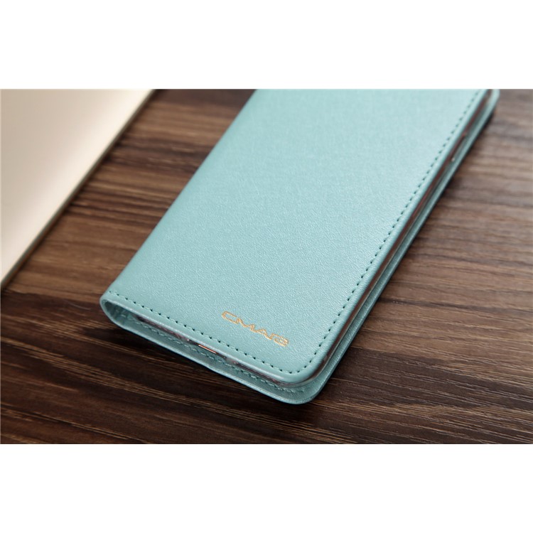 CMAI2 Silk Texture Serie Leder Kartenhalter Telefon Abdeckung für iPhone 8 / 7 4.7 inch - Cyan-6