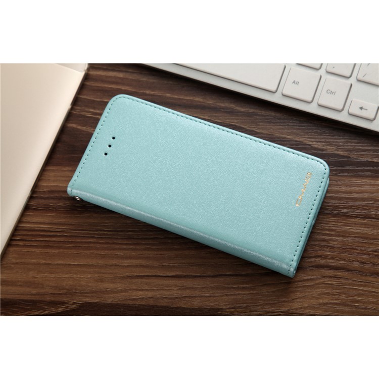 CMAI2 Silk Texture Serie Leder Kartenhalter Telefon Abdeckung für iPhone 8 / 7 4.7 inch - Cyan-7