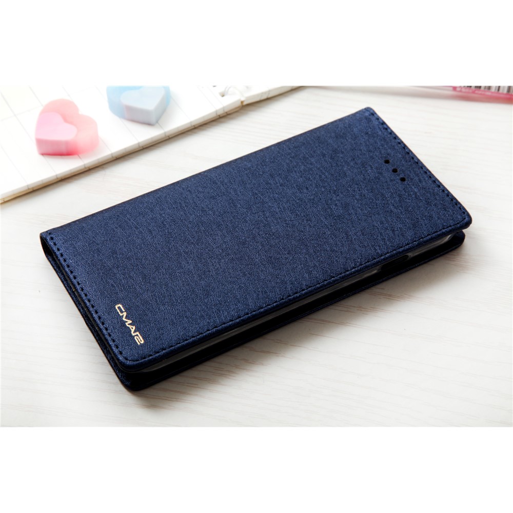 CMAI2 for iPhone 8 / 7 4.7 inch Silk Texture Series Leather Card Holder Phone Casing - Blue-11
