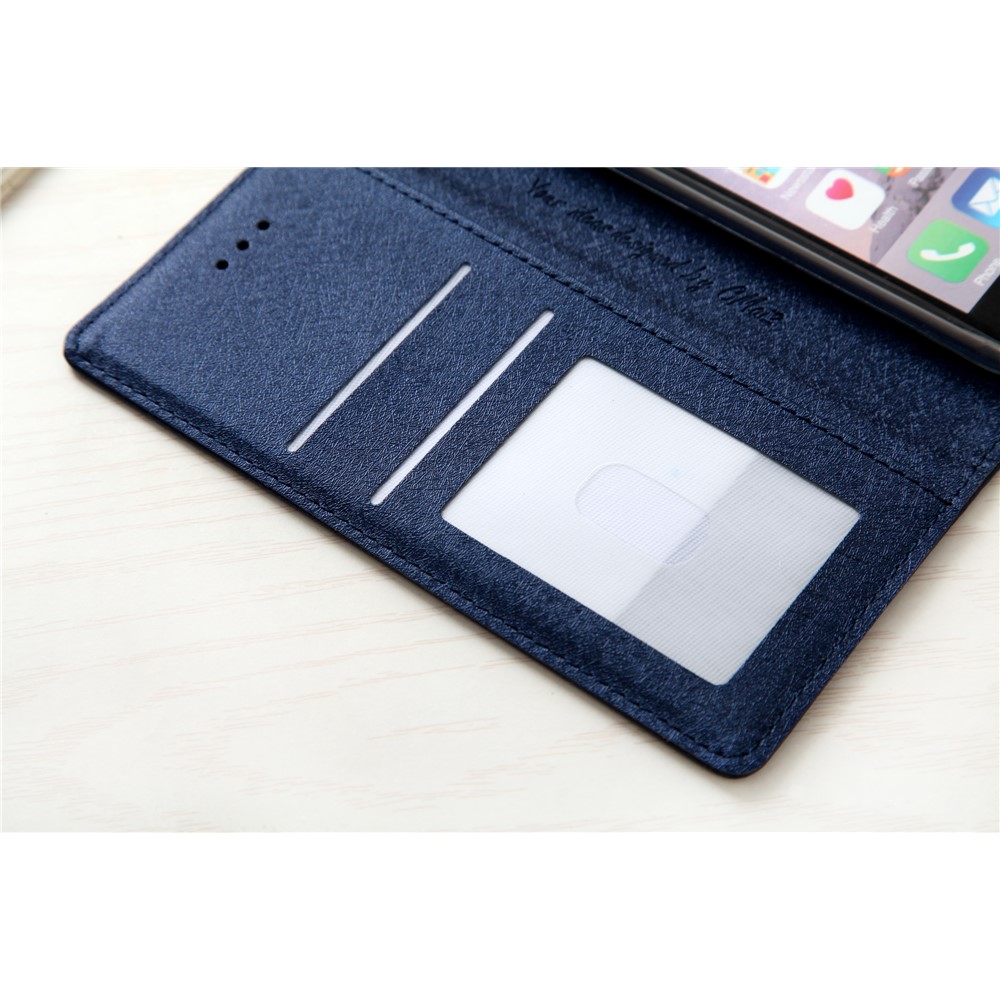 CMAI2 for iPhone 8 / 7 4.7 inch Silk Texture Series Leather Card Holder Phone Casing - Blue-13