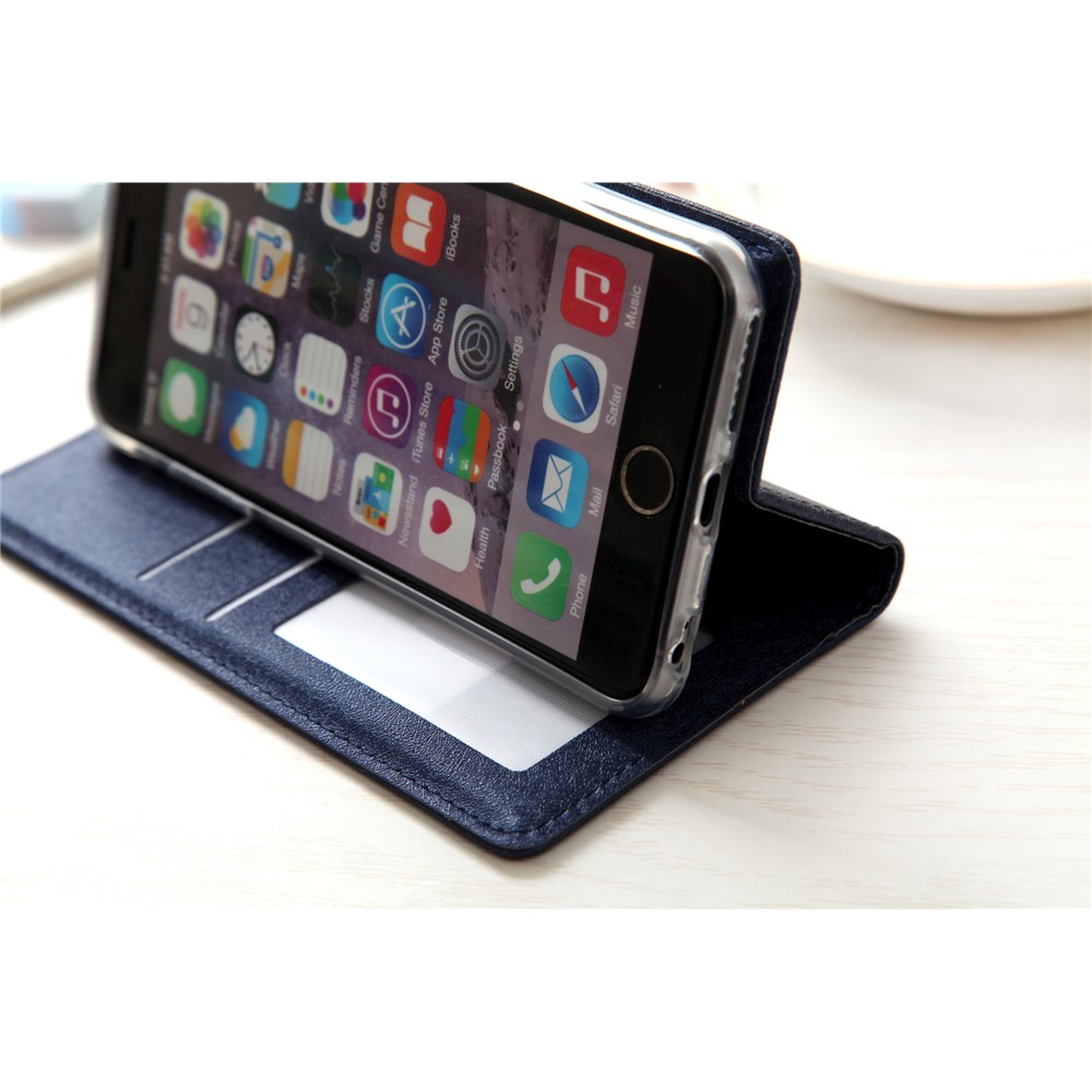 CMAI2 for iPhone 8 / 7 4.7 inch Silk Texture Series Leather Card Holder Phone Casing - Blue-14