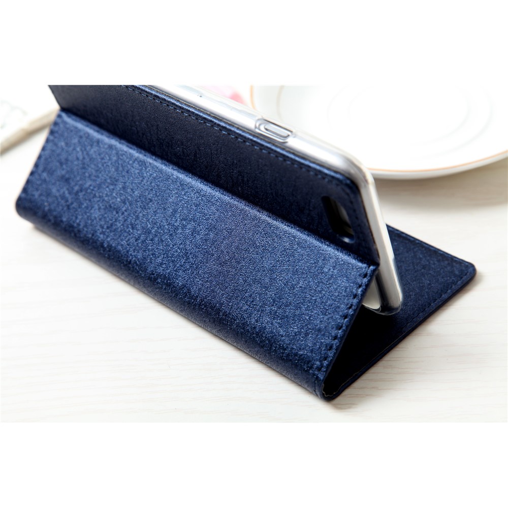 CMAI2 for iPhone 8 / 7 4.7 inch Silk Texture Series Leather Card Holder Phone Casing - Blue-15