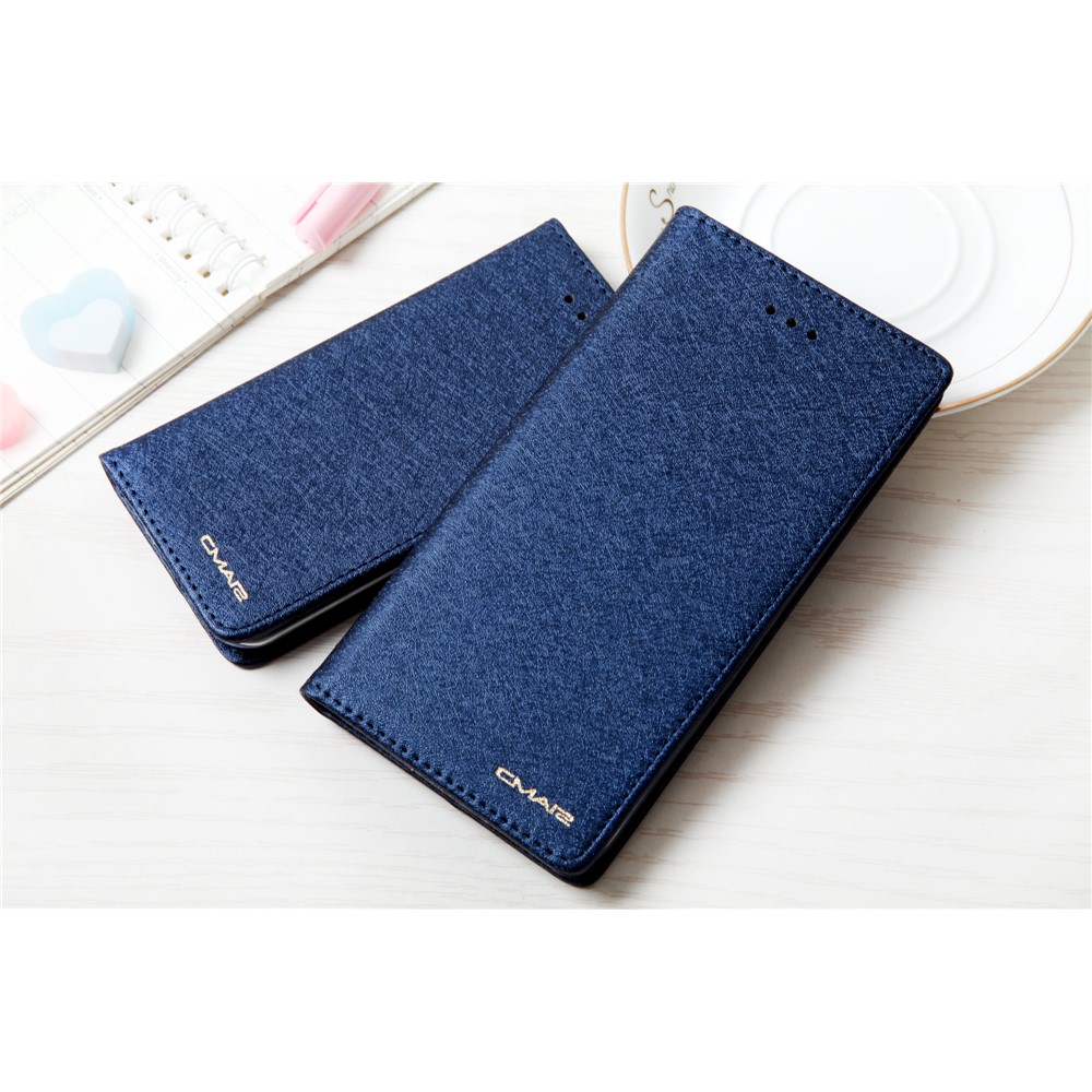 CMAI2 for iPhone 8 / 7 4.7 inch Silk Texture Series Leather Card Holder Phone Casing - Blue-17