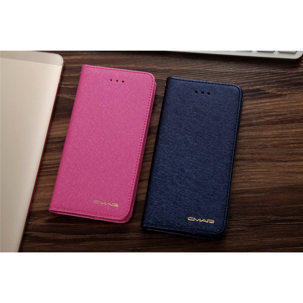 CMAI2 for iPhone 8 / 7 4.7 inch Silk Texture Series Leather Card Holder Phone Casing - Blue-18