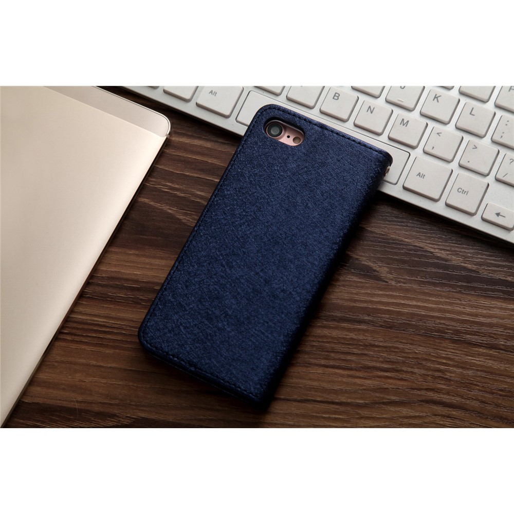 CMAI2 for iPhone 8 / 7 4.7 inch Silk Texture Series Leather Card Holder Phone Casing - Blue-2