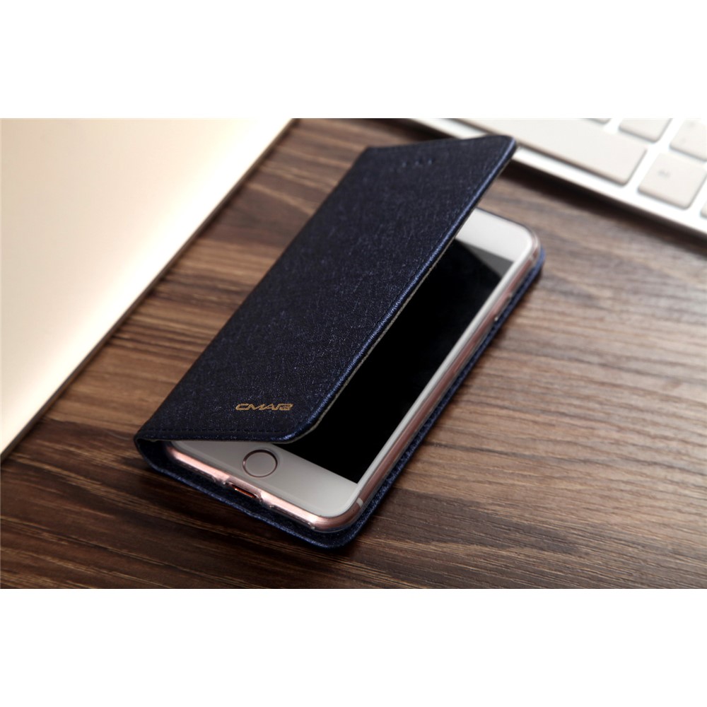 CMAI2 for iPhone 8 / 7 4.7 inch Silk Texture Series Leather Card Holder Phone Casing - Blue-5