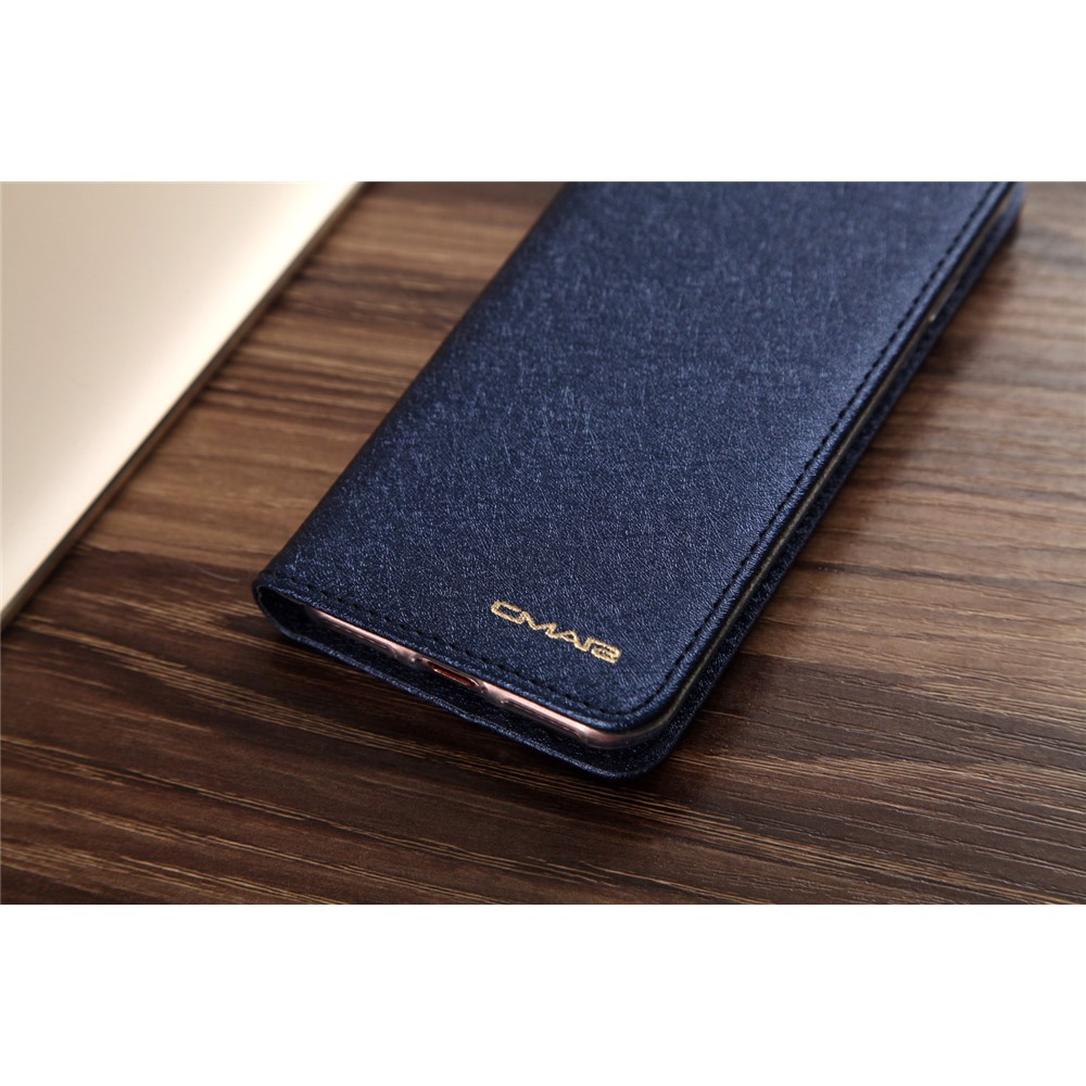 CMAI2 for iPhone 8 / 7 4.7 inch Silk Texture Series Leather Card Holder Phone Casing - Blue-6