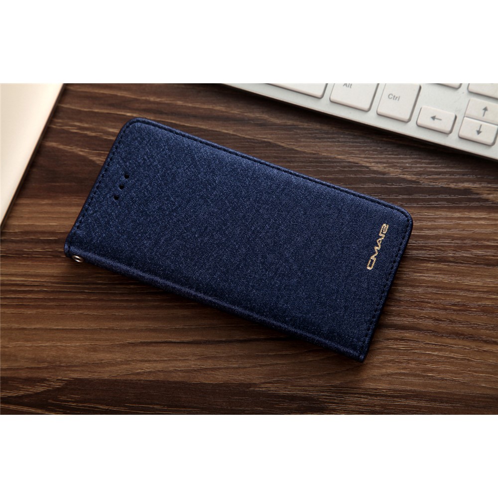 CMAI2 for iPhone 8 / 7 4.7 inch Silk Texture Series Leather Card Holder Phone Casing - Blue-7