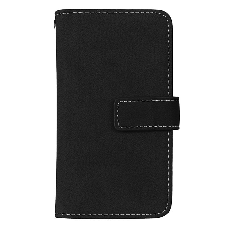 Matte Skin PU Leather Stand Wallet Phone Case with 9 Card Holders for iPhone SE 5s 5 - Black-3