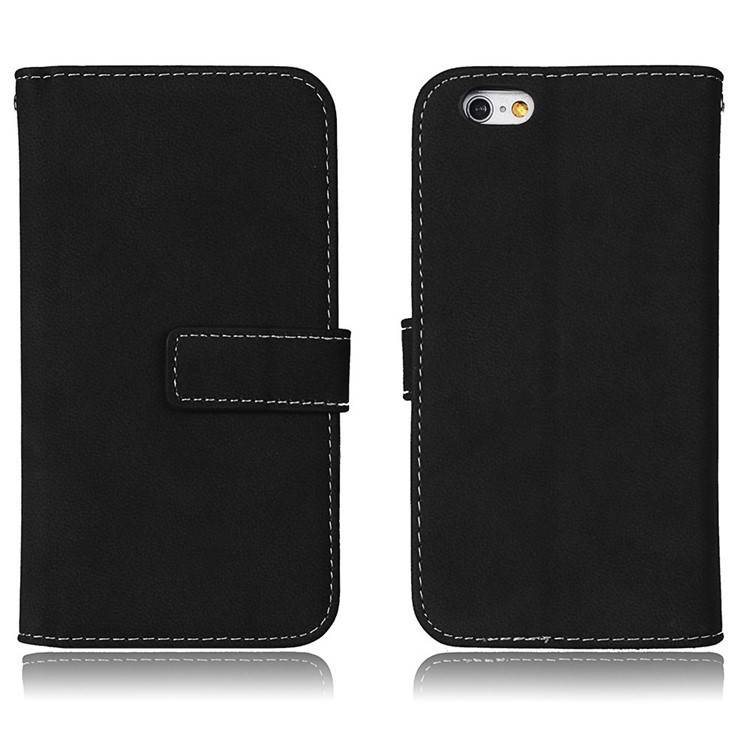 PU Leather Frosted Stand Mobile Phone Casing with 9 Card Holders for iPhone 6s 6 - Black-2