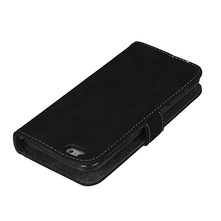 PU Leather Frosted Stand Mobile Phone Casing with 9 Card Holders for iPhone 6s 6 - Black-5