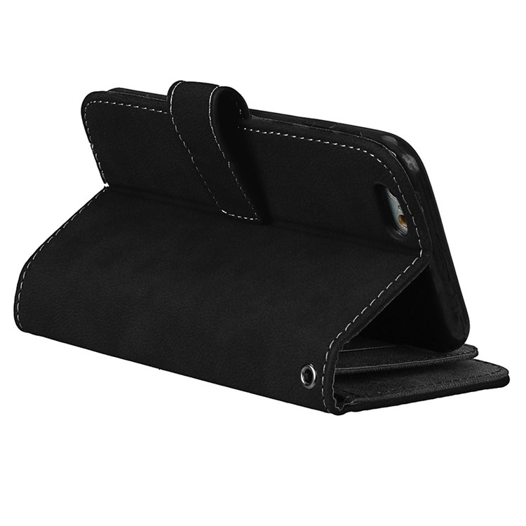 PU Leather Frosted Stand Mobile Phone Casing with 9 Card Holders for iPhone 6s 6 - Black-7