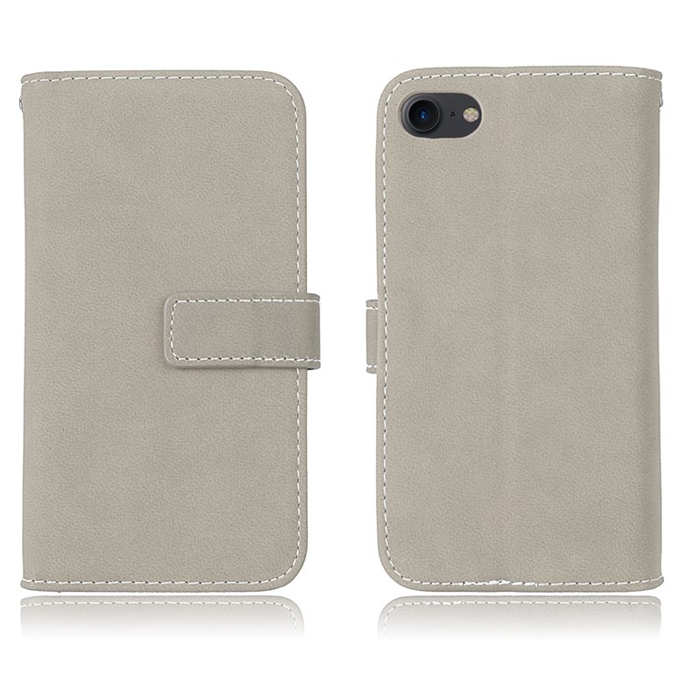 For iPhone 8 / 7 4.7 inch PU Leather Frosted Skin Stand Mobile Phone Casing with 9 Card Holders - Grey-2