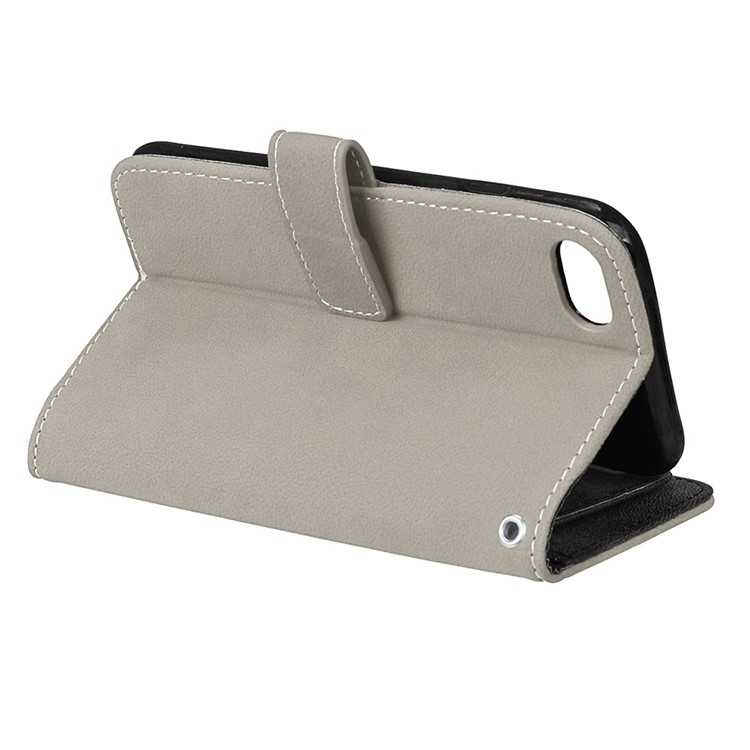 For iPhone 8 / 7 4.7 inch PU Leather Frosted Skin Stand Mobile Phone Casing with 9 Card Holders - Grey-7
