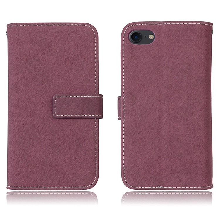Custodia in pelle con telaio in cuoio in poliuretano con 9 supporti per iPhone 8 / 7 4.7 inch - vino rosso-2