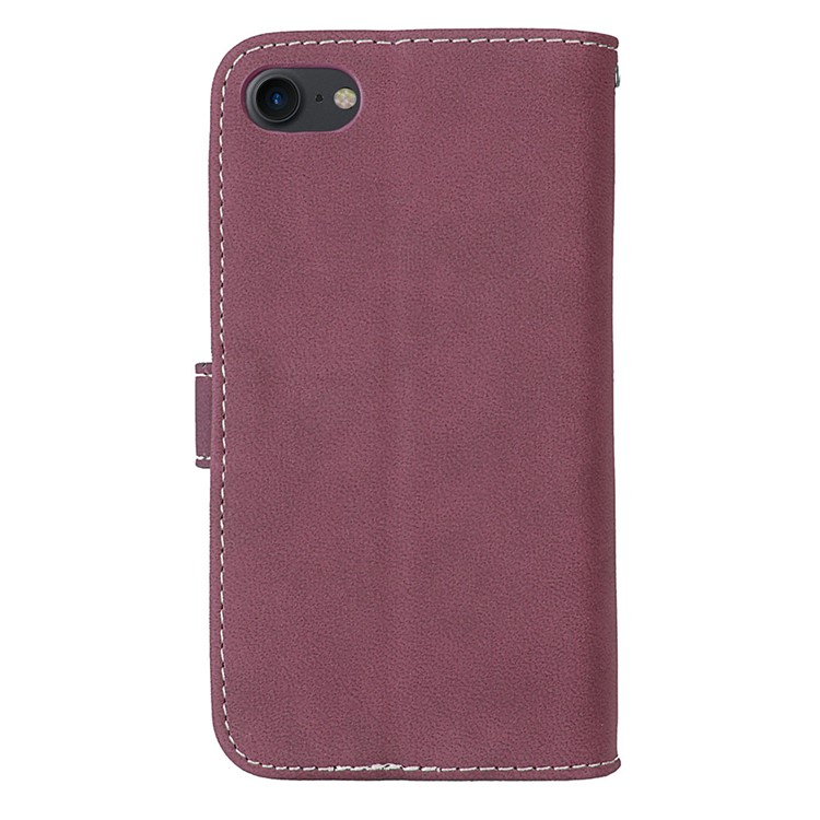 Custodia in pelle con telaio in cuoio in poliuretano con 9 supporti per iPhone 8 / 7 4.7 inch - vino rosso-4