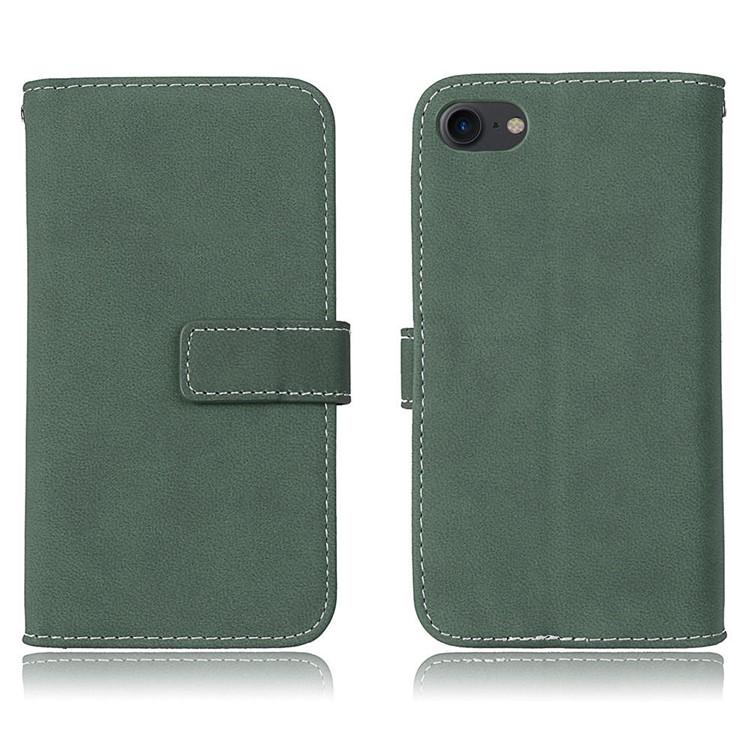 For iPhone 8 / 7 4.7 inch PU Leather Frosted Stand Mobile Phone Cover Case with 9 Card Holders - Green-2