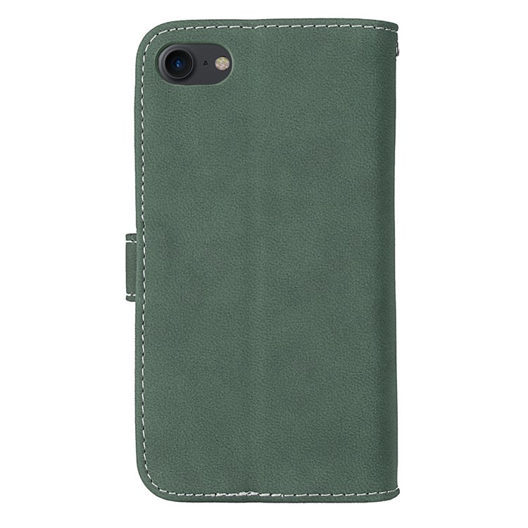 For iPhone 8 / 7 4.7 inch PU Leather Frosted Stand Mobile Phone Cover Case with 9 Card Holders - Green-4