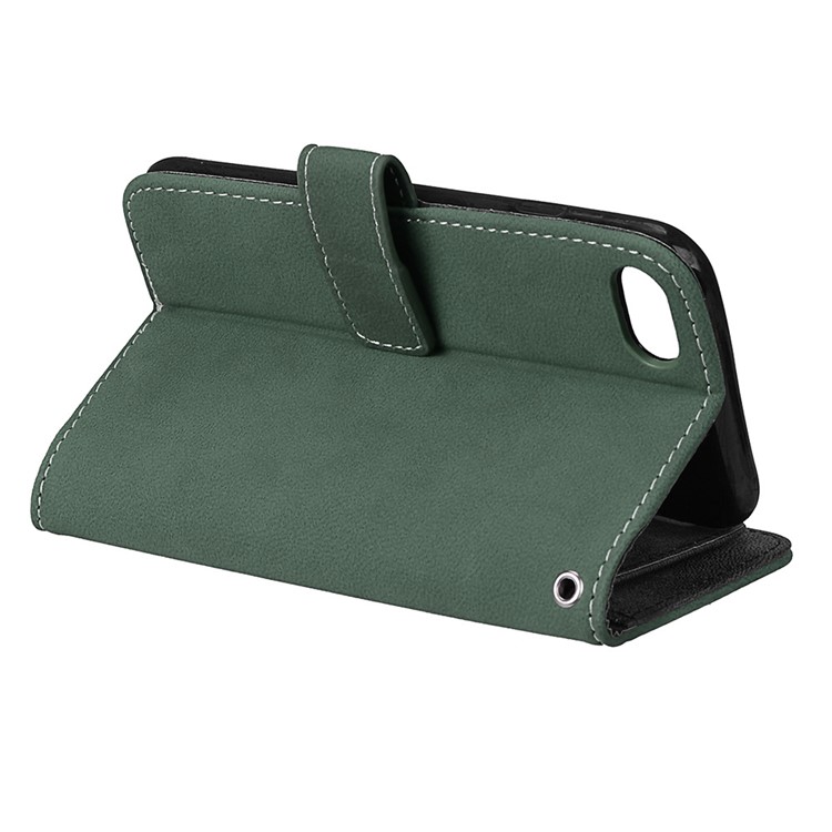 For iPhone 8 / 7 4.7 inch PU Leather Frosted Stand Mobile Phone Cover Case with 9 Card Holders - Green-7