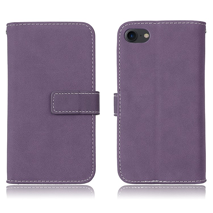 For iPhone 8 / 7 4.7 inch Frosted Texture PU Leather Stand Phone Cover with 9 Card Holders - Purple-2