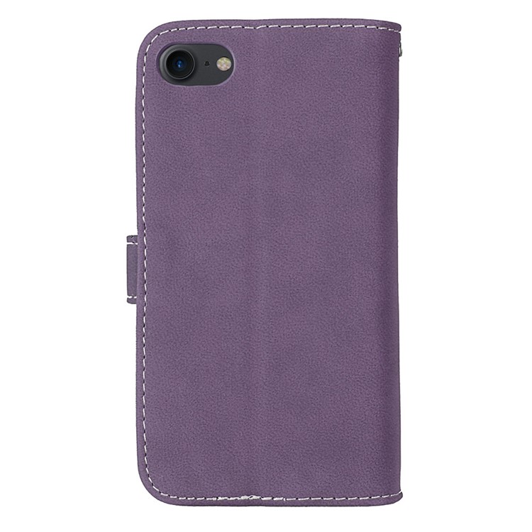 For iPhone 8 / 7 4.7 inch Frosted Texture PU Leather Stand Phone Cover with 9 Card Holders - Purple-4
