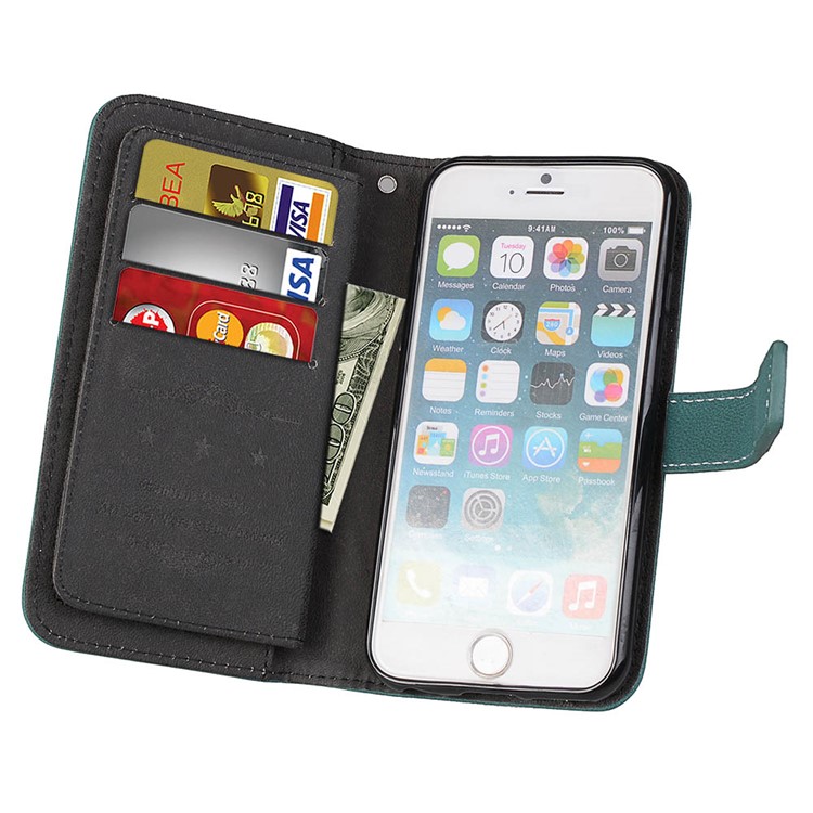 For iPhone 8 / 7 4.7 inch Frosted Texture PU Leather Stand Phone Cover with 9 Card Holders - Purple-8