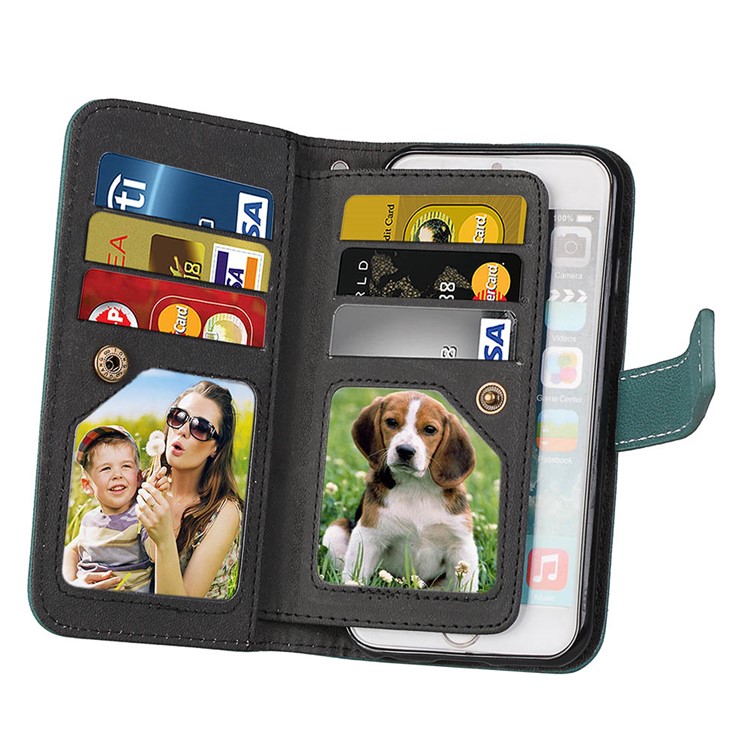 For iPhone 8 / 7 4.7 inch Frosted Texture PU Leather Stand Phone Cover with 9 Card Holders - Purple-9