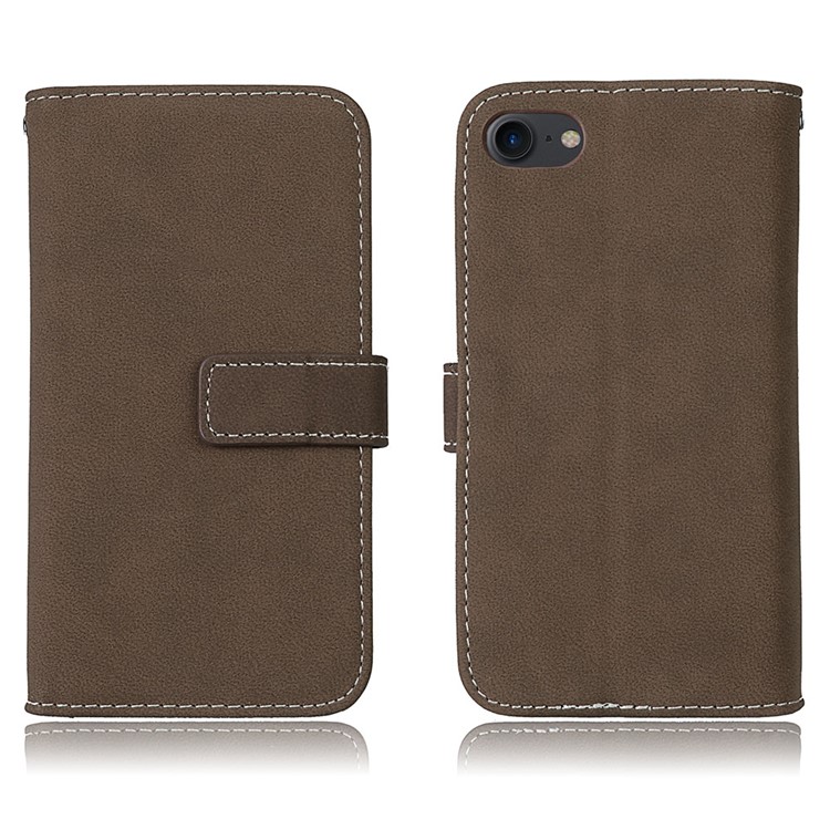 Leather Matte Skin Stand Mobile Phone Shell with 9 Card Holders for iPhone 8 / 7 4.7 inch - Brown-2