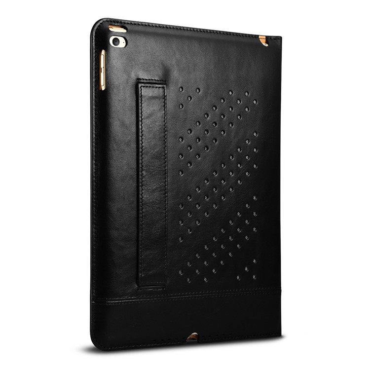XOOMZ Genuine Crazy Horse Leather Automatically sleep / wake up Kickstand Case for iPad Air 2 - Black-2