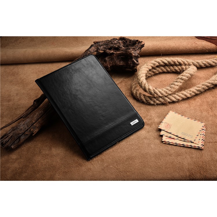 XOOMZ Genuine Crazy Horse Leather Automatically sleep / wake up Kickstand Case for iPad Air 2 - Black-3