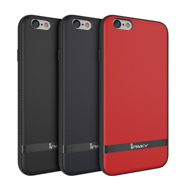IPAKY Hybrid Leather Coated PC Back Plate + TPU Frame Protective Back Case for iPhone 6S/6 4.7 inch - Black-8
