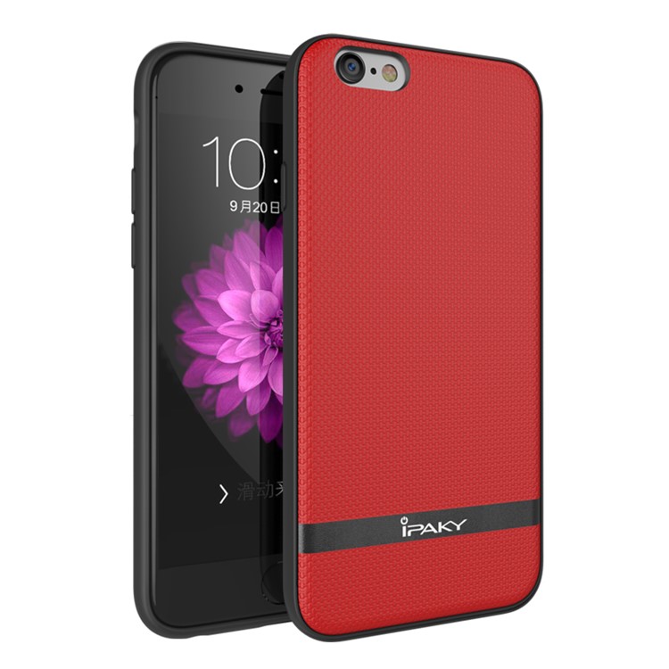 

IPAKY Leather Coated PC Back Plate + TPU Frame Hybrid Phone Cover for iPhone 6S/6 4.7 inch - Red, iPhone 6s