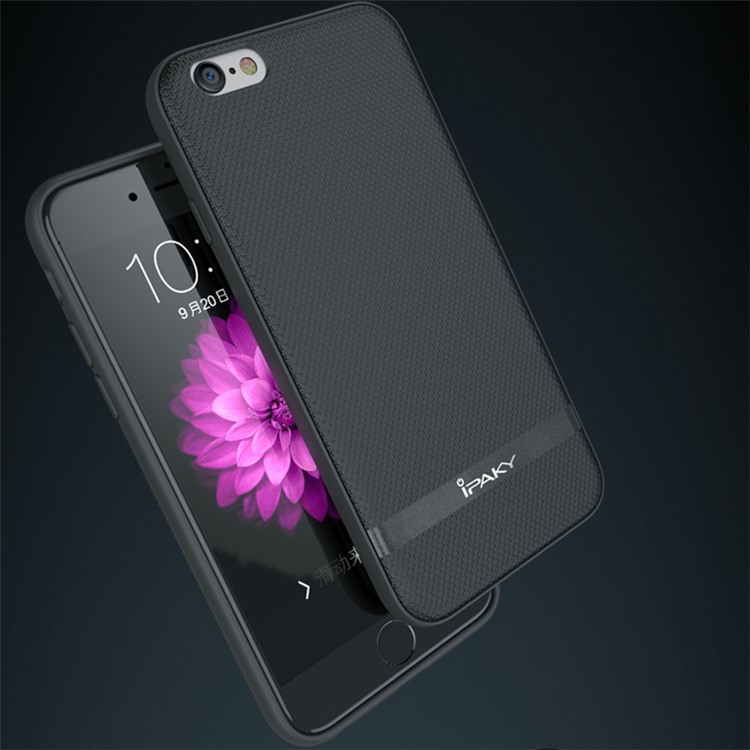IPAKY Leather Coated PC Back Plate + TPU Frame Combo Mobile Shell for iPhone 6S/6 4.7 inch - Dark Blue-2