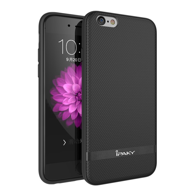 IPAKY Leather Coated PC Back Plate + TPU Frame Hybrid Case for iPhone 6S Plus/6 Plus 5.5 inch - Black-1