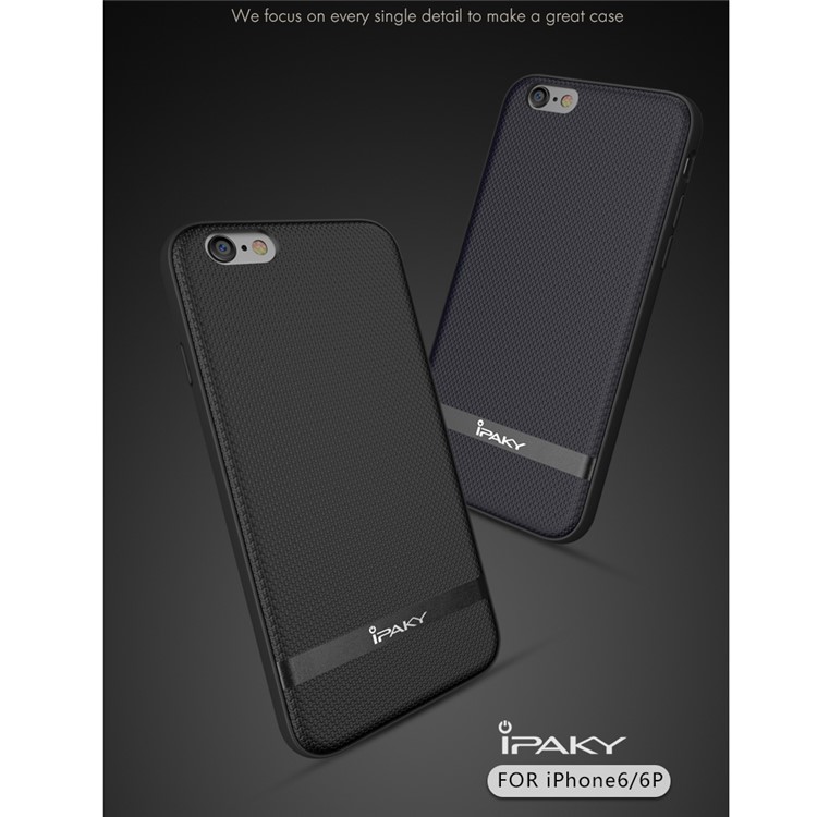 IPAKY Leather Coated PC Back Plate + TPU Frame Hybrid Case for iPhone 6S Plus/6 Plus 5.5 inch - Black-2