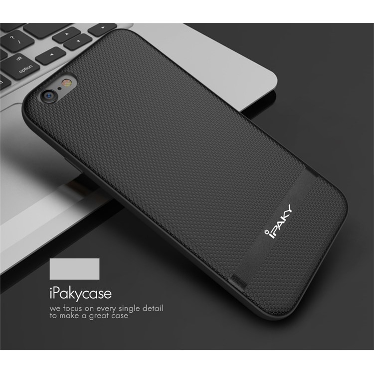 IPAKY Leather Coated PC Back Plate + TPU Frame Hybrid Case for iPhone 6S Plus/6 Plus 5.5 inch - Black-6