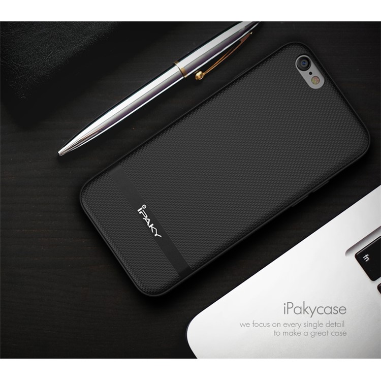 IPAKY Leather Coated PC Back Plate + TPU Frame Hybrid Case for iPhone 6S Plus/6 Plus 5.5 inch - Black-7