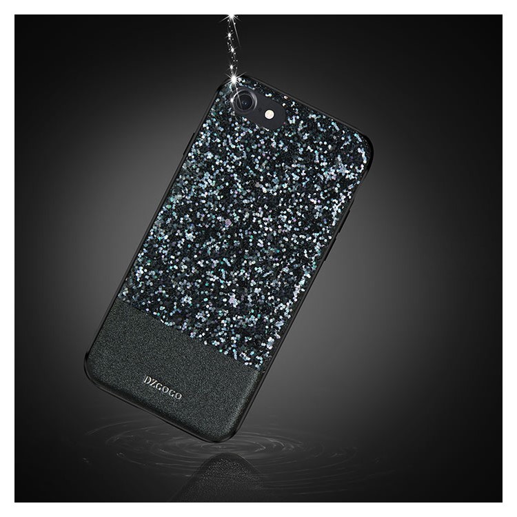 DZGOGO Bling Bling Series PU Leather Coated Bling Sequins PC + TPU Combo Case for iPhone 7 - Black-1