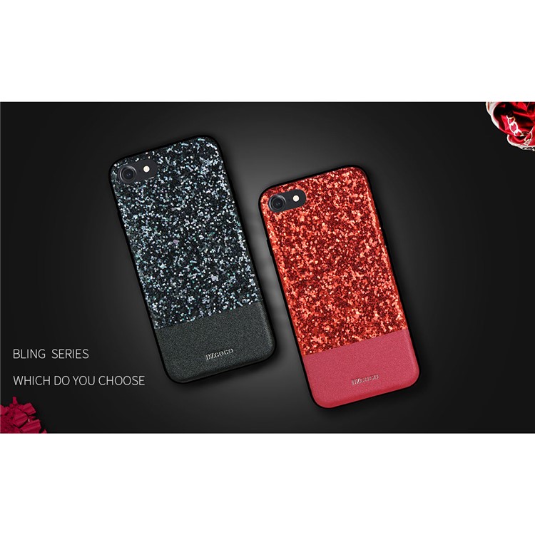 DZGOGO Bling Bling Series PU Leather Coated Bling Sequins PC + TPU Combo Case for iPhone 7 - Black-10