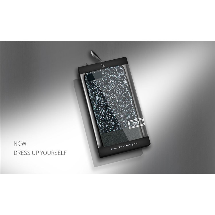 DZGOGO Bling Bling Series PU Leather Coated Bling Sequins PC + TPU Combo Case for iPhone 7 - Black-11