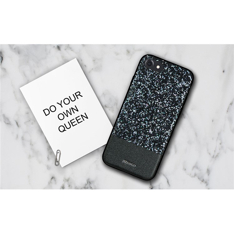DZGOGO Bling Bling Series PU Leather Coated Bling Sequins PC + TPU Combo Case for iPhone 7 - Black-2